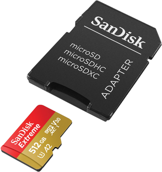 Карта памяти SanDisk Extreme microSDXC 512GB Class 10 V30 + SD-адаптер (SDSQXAV-512G-GN6MA)