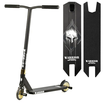 Трюковый самокат Best Scooter Warrior Т-50615 с рулевой системой HIC, колеса 120 мм + 2 пеги, Черно-золотистый