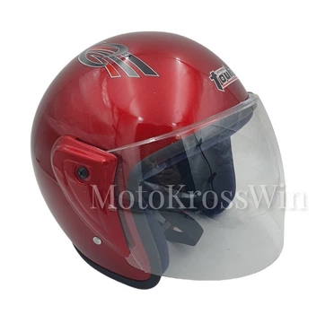 Мото шлем открытый для скутера и мотоцикла р.L-XL (59-60см), летний, красный