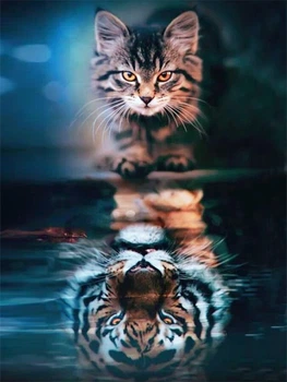 Алмазная Мозаика SHLab Хищный Котенок Набор Вышивки Камнями SH-32775 30x40 см (Полная Выкладка) (32775)