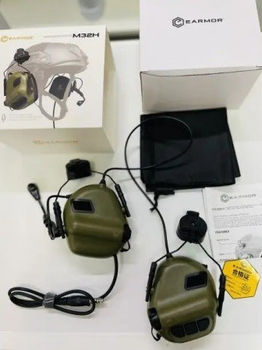 Активные наушники EARMOR M32H mod3 с Микрофоном для шлема, каску FAST Олива (M32H-FG/ARC-MOD3)