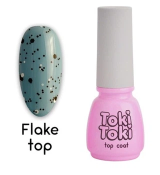 Топ для нігтів без липкого шару Toki-Toki Flake Dot Top, 5 мл, чорно-білі частинки