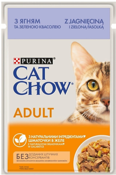 Mokra karma dla kotów Cat chow adult gij jagni & ziel fasola w galarecie 85 g (8445290476524)