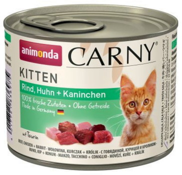 Mokra karma pełnoporcjowa dla kociąt i młodych kotów Animonda Czarny kot smak: wołowina, kurczak i królik 200 g (4017721839679)