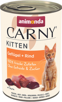 Mokra karma pełnoporcjowa dla kociąt i młodych kotów Animonda carny kitten smak: wołowina i drób 400 g (4017721839693)