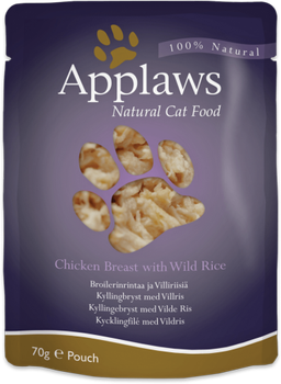 Вологий прикорм для дорослих котів Applaws Cat з куркою та диким рисом у бульйоні 70 г (5060122492072)
