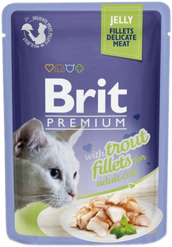 Mokra karma dla dorosłych kotów Brit Cat Pouch z filetem pstrąga w galaretce 85 g (8595602518494)