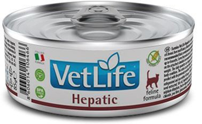 Mokra karma dla dorosłych kotów z chorobami wątroby Farmina vet life natural diet Cat hepatic z smakiem kurczaka 85 g (8716811001786)