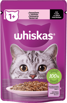 Mokra karma pełnoporcjowa dla kotów dorosłych Whiskas adult łosoś w sosie - saszetka 85 g (3065890155176)