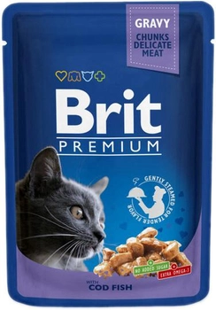 Вологий корм для дорослих котів Brit Cat в пакетиках з тріскою та рибою 100 г (8595602506002)