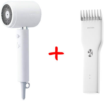 Фен Xiaomi ShowSee Hair dryer A10-W EU + Машинка для стрижки волос Xiaomi Enchen Boost White