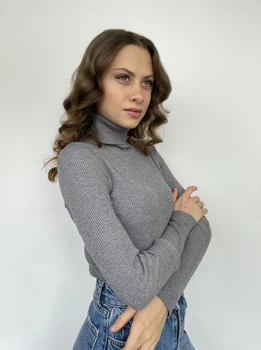 Женская водолазка Accorddream гольфик серый рубчик One Size 42-46