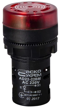 Зумер блимаючий АСКО-УКРЕМ AD22-22 BM/r червоний 220V АC (A0140030159)