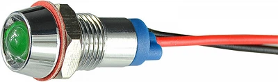 Лампа сигнальная 8мм зеленый LED 220V AC металл [A0140030216] AС22C-8 АСКО