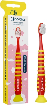 Детская зубная щетка Nordics Kids Rocket 10500 Ультрамягкая От 4 лет Красная с желтым (3800500324784)