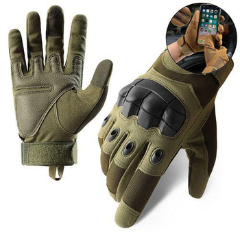 Рукавички тактичні сенсорні BDA; XL/10; Зелений. Універсальні тактичні рукавички з пальцями. Армійські рукавички