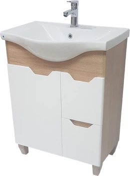 Тумба напольная ВАНЛАНД Wood W-65 W белая с умывальником Basic 65