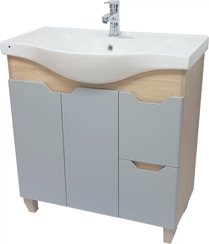 Тумба підлогова ВАНЛАНД Wood W-80 G сіра з умивальником Basic 80