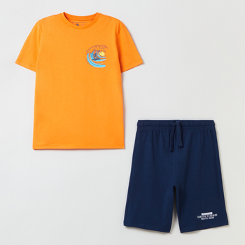 Dziecięca koszulka OVS Tsh Print+Shr Jersey Orange/Dark Blu 1796831 158 cm Pomarańczowa/Ciemnoniebieska (8056781016169)