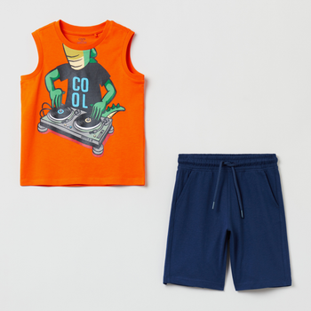 Komplet (koszulka + spodenki) dla dzieci OVS Jogging Set Red Orange 1798819 134 cm Czerwony/Pomarańczowy/Niebieski (8056781050187)