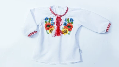 Вышиванка для девочки белая 98р Арт. Украинский букет с яркой вышивкой 3 года Диброва