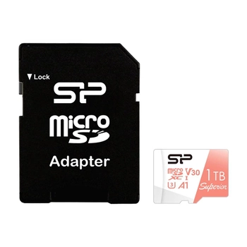 Карта памяти Silicon Power 1 TB microSDXC U3 A1 V30 4K UHD Superior 100R/80W + adapter (SP001TBSTXDV3V20SP)