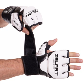 Рукавички для змішаних єдиноборств Zelart Fight Gear Heroe 3394 розмір M White-Black