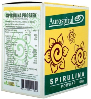 Дієтична добавка Aurospirul Спируліна порошок 100 г для очищення (730490941896)