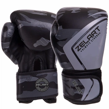 Рукавички для боксу та єдиноборств Zelart Fight Gear 3397 12 унцій Dark Grey-Black