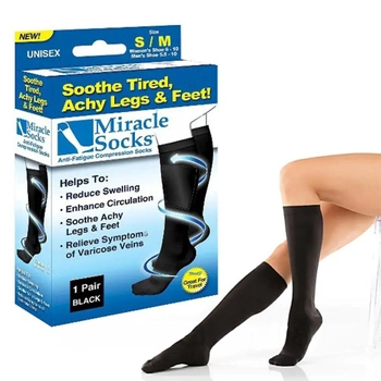 Шкарпетки антиварикозні компресійні Miracle Socks, Чорні
