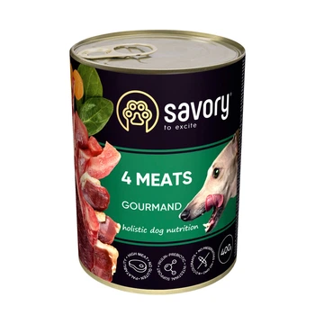 Влажный корм для взрослых собак Savory Adult 4 Meats 400 г (мясное ассорти)
