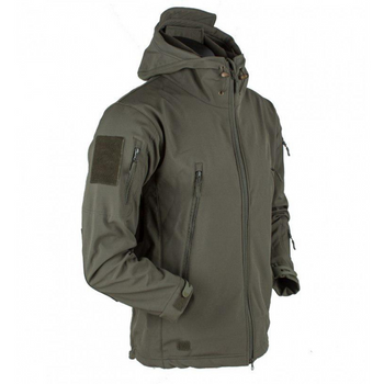 Мужская демисезонная Куртка с капюшоном Softshell Shark Skin 01 на флисе до -10°C олива размер L