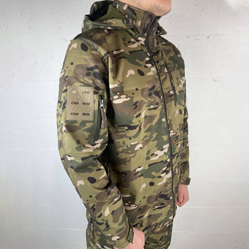 Мужская демисезонная Куртка с капюшоном Softshell на флисе мультикам размер XXXL