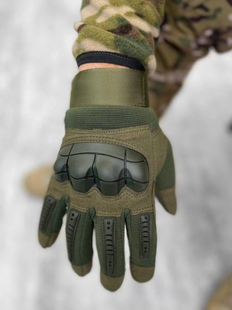 Зимние сенсорные перчатки на флисе с защитными накладками олива размер XXL