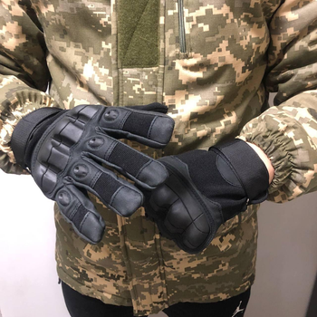 Плотные сенсорные перчатки с мембраной и защитными накладками черные размер XL