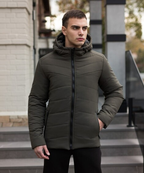 Зимняя мужская Куртка Pobedov "Dzen" до -18°C с капюшоном на силиконе хаки размер M
