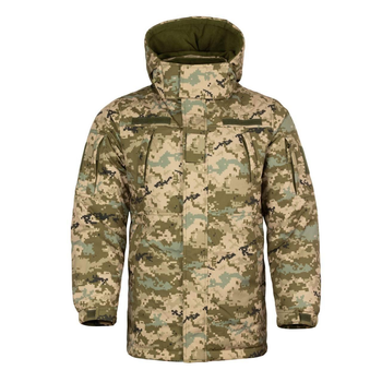Мужская зимняя Куртка SoftShell с флисовой подкладкой / Бушлат екопух пиксель размер 46