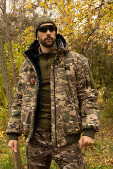 Чоловічий зимовий Бушлат-бомбер Ріп-стоп на флісі / Утеплена куртка мультикам розмір 4XL