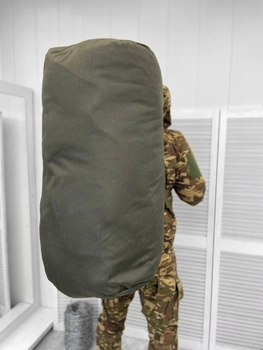 Прочная Сумка - Рюкзак для транспортировки вещей 140л / Водонепроницаемый Баул олива размер 85х45x45см