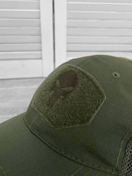 Стильна кепка з вишивкою Череп / Бейсболка з липучкою під шеврон хакі розмір універсальний