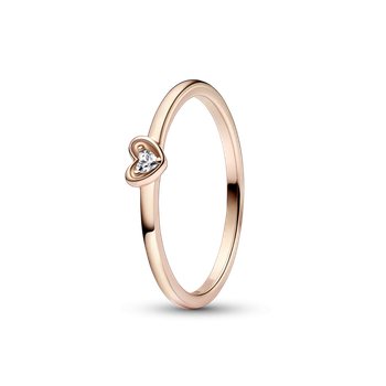 Серебряное кольцо "Блестящее сердце" 182495C01 50