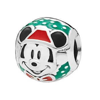 Серебряный шарм Пандора Disney "Санта Микки" 797502ENMX.
