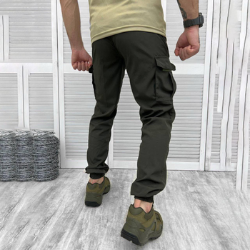 Мужские крепкие Брюки с накладными карманами / Плотные Брюки олива размер 2XL
