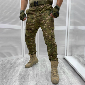Чоловічі Штани з накладними кишенями та манжетами / Міцні Брюки ріп-стоп мультикам розмір XL