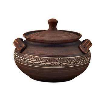 Кашник гончарний 2,5л з ручками (ангоб) KR5133-3