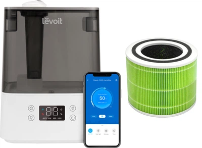 Увлажнитель воздуха LEVOIT Smart Ultrasonic Humidifier Classic 300S White (HEAPHULVSEU0034) + Фильтр для Levoit Air Cleaner Filter Core 300 True HEPA 3-Stage (Original Mold and Bacteria Filter) (HEACAFLVNEA0041) (комплект)