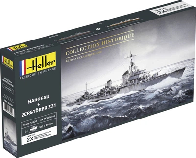 Сборная модель 1/400 корабли эсминцы Historique Marceau + Zerstörer Z31 TWINSET Heller 85009