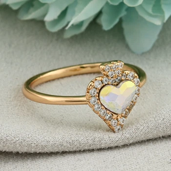 Кольцо Xuping с кристаллами Swarovski 83229 ширина 11 мм цвет рассвет позолота 18К19