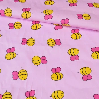 Коттон розовый в желтые пчелки, ш.147 (12061.013)