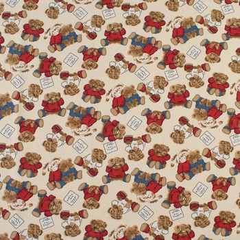 Деко коттон мишки, зайки плюшевые, молочный, ш.150 (20405.129)